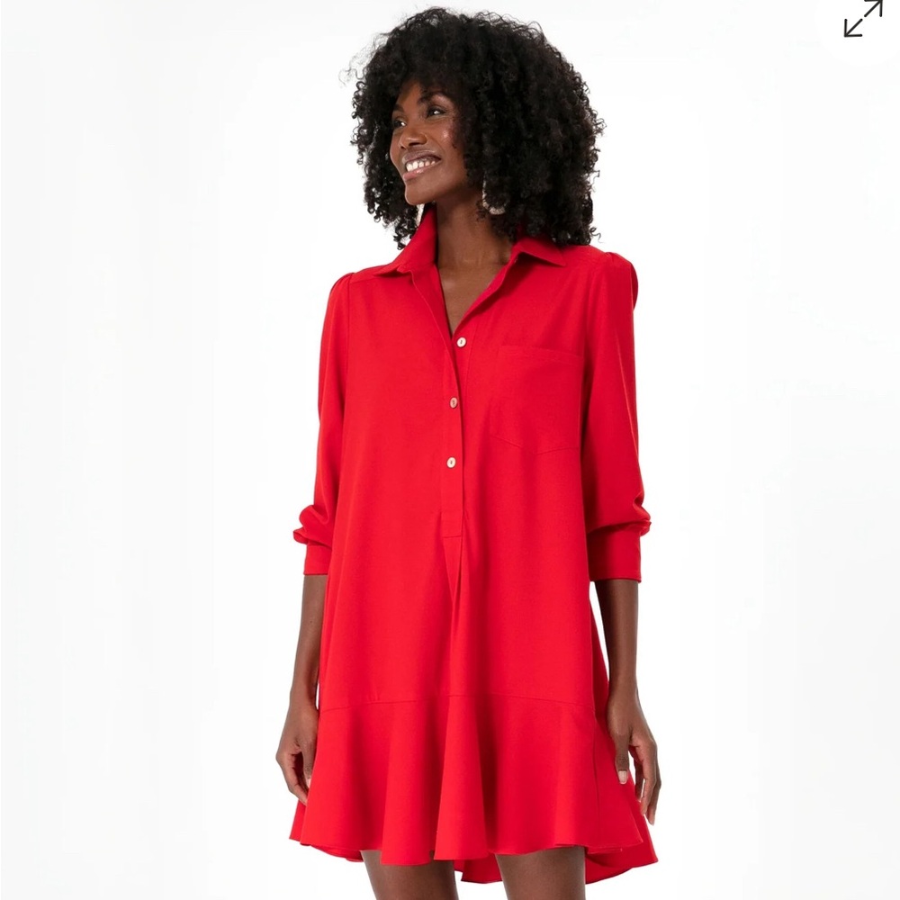 Tuckernuck NEW Red Callahan Long Sleeve Preppy Shirt Mini Dress Size Small
